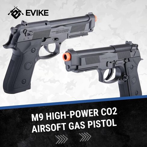 Evike Airsoft - Win Gun High Power M9 CO2 Powered Airsoft Gas Airsoft Pistol - Black in Saudi Arabia