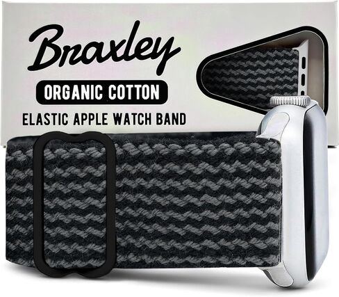 أساور Braxley - أحزمة ساعات من القطن العضوي للنساء والرجال، متوافقة مع جميع أحجام وسلاسل ساعات Apple - قابلة للغسل، ماصة للعرق، قابلة للتنفس، أحزمة ساعة ذكية مرنة in Kuwait