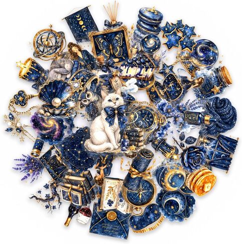 50Pcs Fantasy Vintage Celestial Stickers, Waterproof PET Transparent Decals in Saudi Arabia