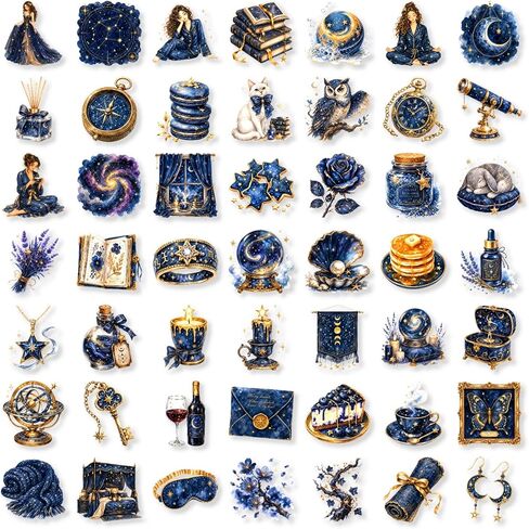50Pcs Fantasy Vintage Celestial Stickers, Waterproof PET Transparent Decals in Saudi Arabia