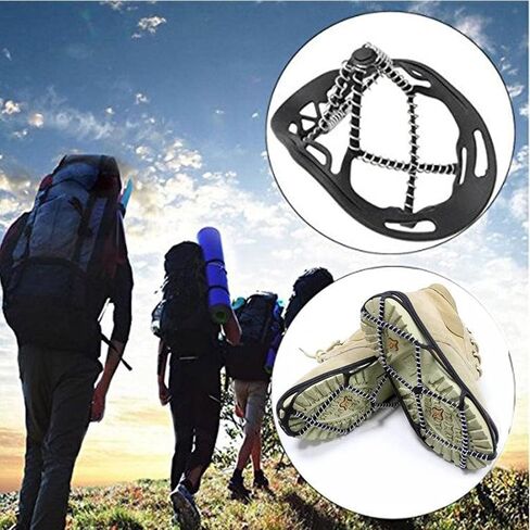 Walk Traction Cleats,Ice Cleats Anti Slip Crampons Rubber Spikes Ice Snow Grippers for Boots and Shoes for Winter Walking on Snow and Ice Climbing Hiking Mountaineering 2PCS for Man and Woman in Saudi Arabia