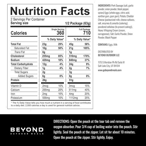 Beyond Outdoor Meals Breakfast Skillet | Freeze Dried Camping & Backpacking Food | High Protein Meals | Just Add Water in Saudi Arabia