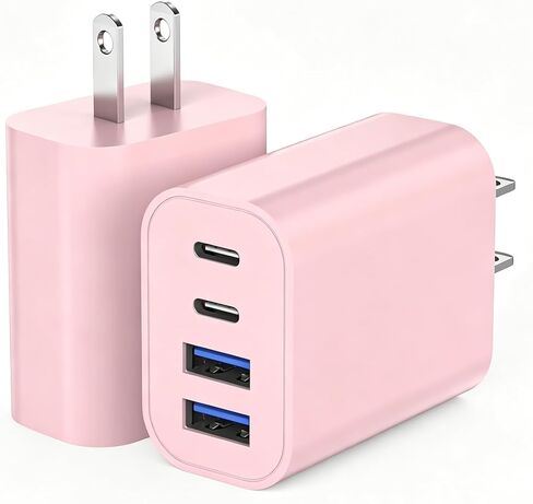 كتلة شاحن 40 واط iPhone 17 16، 2 حزمة شاحن USB C سريع 4 منافذ، محول طاقة PD متعدد المنافذ ومحول QC لشحن الهاتف Apple iPhone 17 Air/17 Pro Max/16e/16 Pro/15/15Pro Max/14/13/12/11/iPad in Kuwait