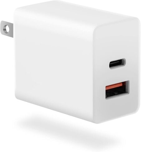 20W USB-C Wall Charger Block, USB-C and USB-ADual-Port Fast Charging，for 17 16 15 Plus/Pro Max,iPad, MacBook, Galaxy S25 S24 S23, Switch ... White in Saudi Arabia