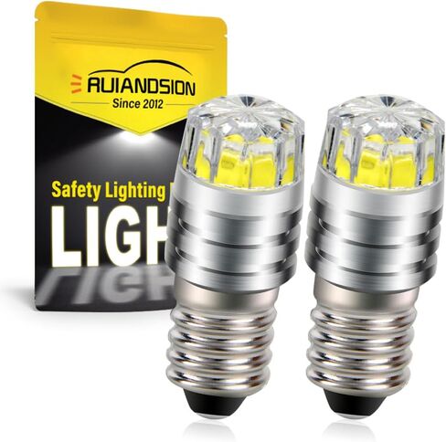 Ruiandsion 2pcs 2W COB 3V E10 Base LED Upgrade Bulb Replacement for Flashlights Torch LED Light, White in Saudi Arabia