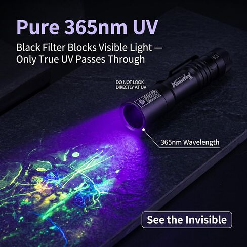 ALONEFIRE P70 Mini 365nm UV Flashlight, 3W Black Light with Black Filter in Saudi Arabia