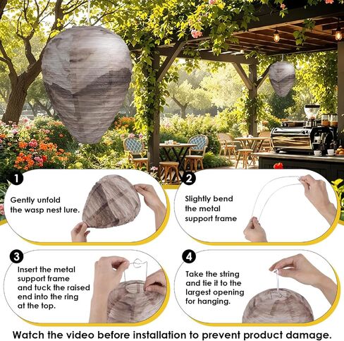 KALKAL [2026 Upgraded] 6 Pcs Wasp Nest Decoy, More Realistic Outdoor Hanging Fake Wasp Nest for Patio Garden Yard Eaves Home in Saudi Arabia