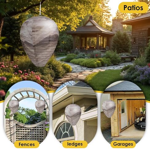 KALKAL [2026 Upgraded] 6 Pcs Wasp Nest Decoy, More Realistic Outdoor Hanging Fake Wasp Nest for Patio Garden Yard Eaves Home in Saudi Arabia