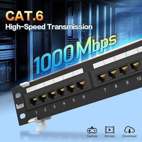 لوحة التصحيح 12 منفذ Cat6 【مدرجة في قائمة EC】 حامل جداري غير محمي يتضمن تركيب 89D عموديًا أو أفقيًا متوافقًا مع كابلات Cat5e وCat6 RJ45 (لوحة التصحيح CAT6) in Saudi Arabia