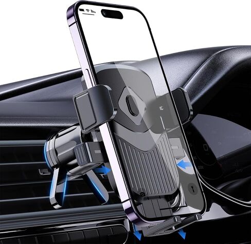 Car Phone Holder, 360 Degree Rotation Air Vent Mobile Phone Stand Cradle with Stable Hook Clamp, Hands-Free Automotive Interior Cellphone Mount, Universal for Most Smartphones in Kuwait