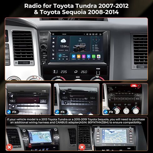 Android 15 Car Stereo for 2007-2013 Tundra XK50 / 2008-2014 Sequoia XK60 LHD, 9 Inch QLED Touchscreen, Qualcomm Chip, Wireless CarPlay & Android Auto, 8GB+128GB, SWC, Bluetooth 5.1 in Kuwait
