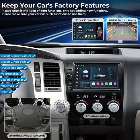 Android 15 Car Stereo for 2007-2013 Tundra XK50 / 2008-2014 Sequoia XK60 LHD, 9 Inch QLED Touchscreen, Qualcomm Chip, Wireless CarPlay & Android Auto, 8GB+128GB, SWC, Bluetooth 5.1 in Kuwait