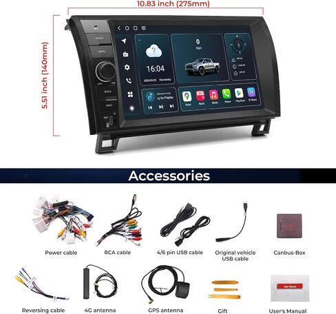 Android 15 Car Stereo for 2007-2013 Tundra XK50 / 2008-2014 Sequoia XK60 LHD, 9 Inch QLED Touchscreen, Qualcomm Chip, Wireless CarPlay & Android Auto, 8GB+128GB, SWC, Bluetooth 5.1 in Kuwait