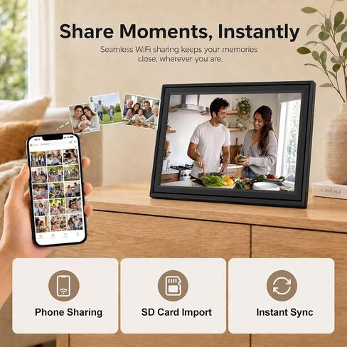 WiFi Digital Picture Frame, 10.1 Inch IPS Touchscreen, Easy to Use in Saudi Arabia