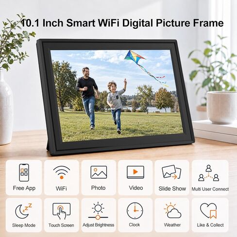 WiFi Digital Picture Frame, 10.1 Inch IPS Touchscreen, Easy to Use in Saudi Arabia