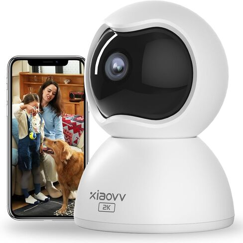 XIAOVV 2K Indoor Security Camera, Pet Camera with Phone App, 2.4GHz WiFi, 360 PTZ,Motion Detection, 2-Way Audio, Color Night Vision for Dog/Baby Monitor/Elder in Kuwait