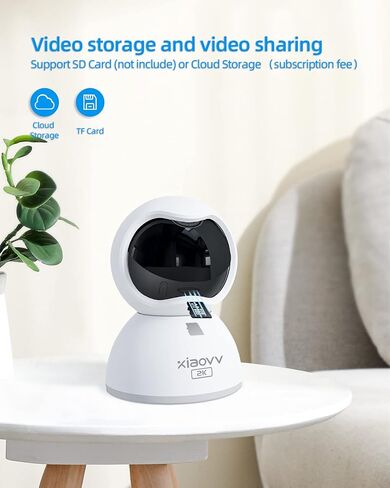 XIAOVV 2K Indoor Security Camera, Pet Camera with Phone App, 2.4GHz WiFi, 360 PTZ,Motion Detection, 2-Way Audio, Color Night Vision for Dog/Baby Monitor/Elder in Kuwait
