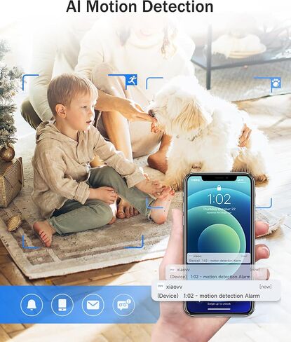 XIAOVV 2K Indoor Security Camera, Pet Camera with Phone App, 2.4GHz WiFi, 360 PTZ,Motion Detection, 2-Way Audio, Color Night Vision for Dog/Baby Monitor/Elder in Kuwait