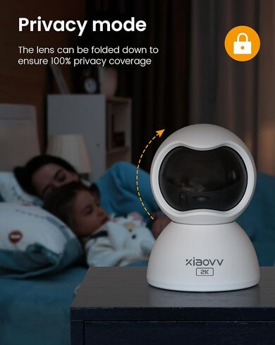 XIAOVV 2K Indoor Security Camera, Pet Camera with Phone App, 2.4GHz WiFi, 360 PTZ,Motion Detection, 2-Way Audio, Color Night Vision for Dog/Baby Monitor/Elder in Kuwait