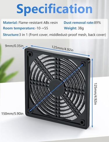 2pcs 120mm Computer Fan Dust Filter, Tool-Free Plastic Cover Mess in Saudi Arabia