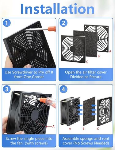 2pcs 120mm Computer Fan Dust Filter, Tool-Free Plastic Cover Mess in Saudi Arabia