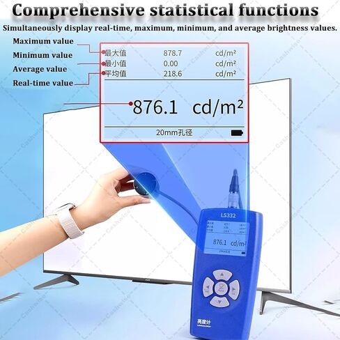 Digital Luminance Meter, Light Meter Brightness Tester, with 10/20mm Probes, 1-1000000cd M², for HDR Screens Projectors Flicker CRI Spectrum Analysis in Saudi Arabia