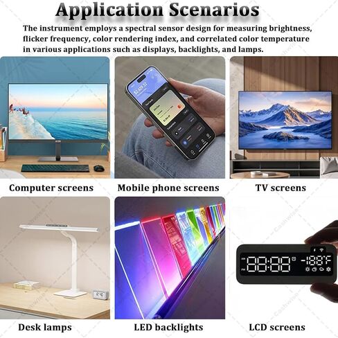 Digital Luminance Meter, Light Meter Brightness Tester with 10/20mm Probes, 1-1000000 cd/m² for HDR Screens Projectors Flicker CRI Spectrum Analysis in Saudi Arabia