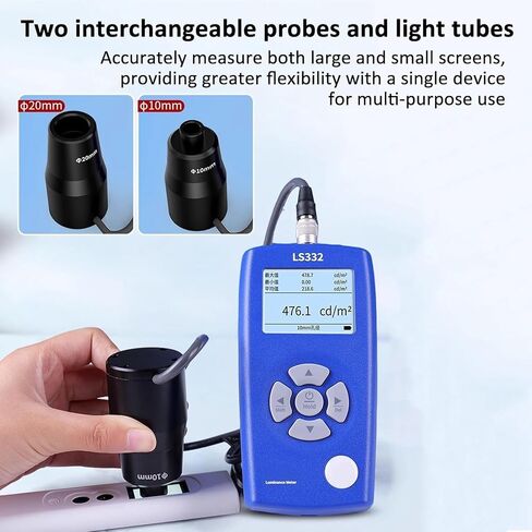 Light Meter Brightness Tester,Digital Luminance Meter with 10/20mm Probes,1-1000000cd M² for HDR Screens Projectors Flicker CRI Spectrum Analysis in Saudi Arabia