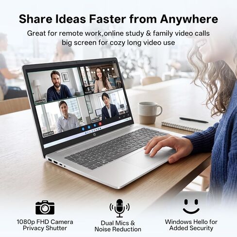 HP 17.3" FHD Premium Copilot AI Laptop, Ryzen 7 7730U, Long Battery Life PC in Kuwait