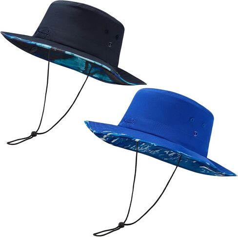 BASSDASH 2 Pack UPF 50+ Patterned Under Brim Foldable Lightweight Bucket Sun Hats for Fishing Hiking Safari Men Women FH18 in Kuwait