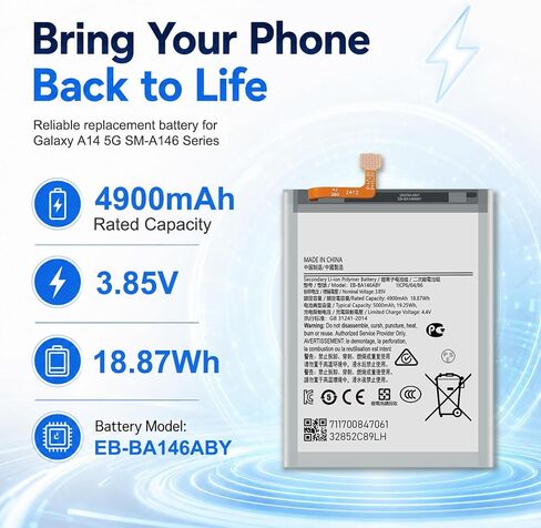 for A14 5G Battery EB-BA146ABY Replacement Kits for Samsung Galaxy A14 5G SM-A146U/U1/W Series with Repair Tools Kit and User Manual in Saudi Arabia