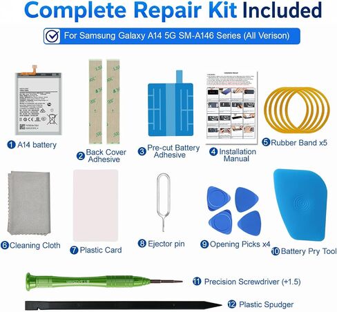 for A14 5G Battery EB-BA146ABY Replacement Kits for Samsung Galaxy A14 5G SM-A146U/U1/W Series with Repair Tools Kit and User Manual in Saudi Arabia