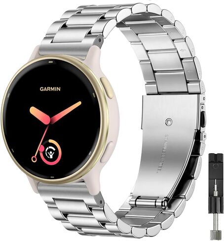 20mm Metal Watch Bands Compatible with Garmin Vivoactive 6/Vivoactive 5/3/3 Music,Stainless Steel Straps Wristband for Garmin Venu SQ/Forerunner 55/165/245 Men Women in Saudi Arabia