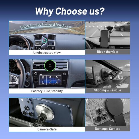 Car Cell Phone Holder for Subaru Forester (2014-2018), Magnetic Phone Holder, Magsafe Car Mount Charger, Dashboard Phone Holder, Cell Phone Automobile Cradles, 15W Wireless, 360° & Hands Free in Saudi Arabia