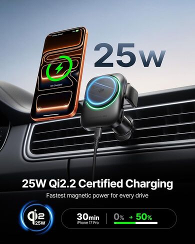 INIU MagSafe Car Mount Charger, Original Qi2.2 Certified 25W Fast Charging in Saudi Arabia