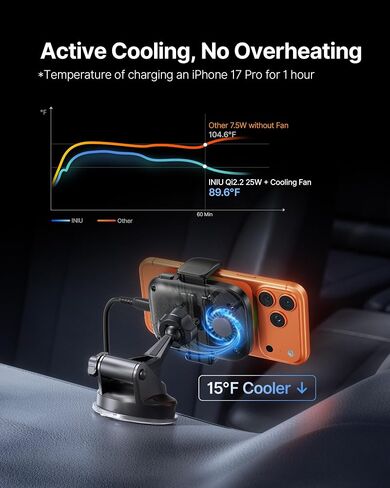 INIU MagSafe Car Mount Charger, Original Qi2.2 Certified 25W Fast Charging in Saudi Arabia
