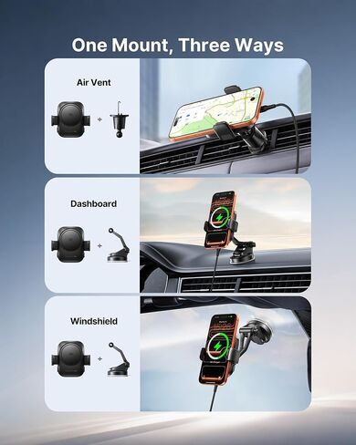 INIU MagSafe Car Mount Charger, Original Qi2.2 Certified 25W Fast Charging in Saudi Arabia