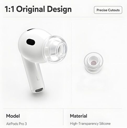Clear Liquid Silicone Replacement Ear Tips for AirPods Pro 3, XXS to L in Kuwait