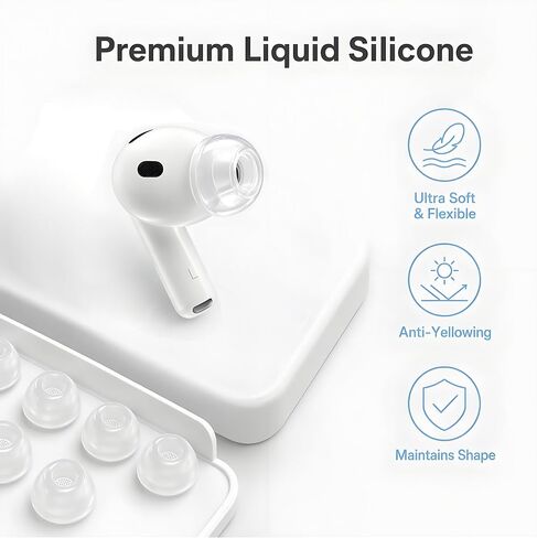 Clear Liquid Silicone Replacement Ear Tips for AirPods Pro 3, XXS to L in Kuwait