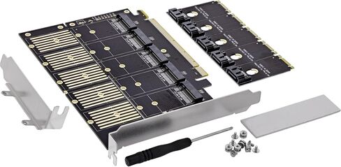 Inline 76619G PCIe x16 to 5X SATA Over M.2 Key B SATA 6Gb/s Interface Card with Adapter, Heatsink, Low Profile Sheet in Saudi Arabia