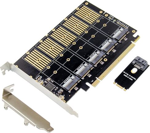 Inline 76619G PCIe x16 to 5X SATA Over M.2 Key B SATA 6Gb/s Interface Card with Adapter, Heatsink, Low Profile Sheet in Saudi Arabia