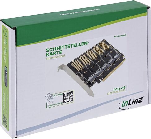 Inline 76619G PCIe x16 to 5X SATA Over M.2 Key B SATA 6Gb/s Interface Card with Adapter, Heatsink, Low Profile Sheet in Saudi Arabia