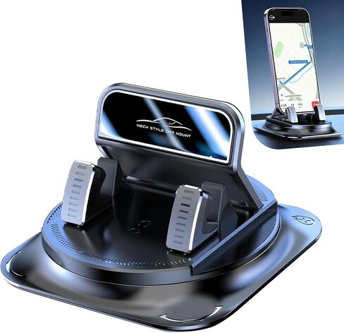 Car Dashboard Phone Holder, 360 Degrees Rotation Cell Phone Mount, Non-Slip Anti-Shake One-Handed Removal Placement Navigation Bracket, Universal for Most Cars (Black) in Kuwait