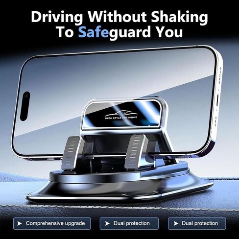 Car Dashboard Phone Holder, 360 Degrees Rotation Cell Phone Mount, Non-Slip Anti-Shake One-Handed Removal Placement Navigation Bracket, Universal for Most Cars (Black) in Kuwait
