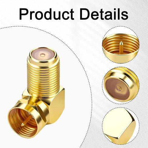 4Pcs 90 Degree Cable Coax Connector Right Angle Coax Adapter F Coaxial Connector 90 Angled Coax-Cable RG6 Coaxial Adapter Wall Plate Connectors, Gold in Kuwait