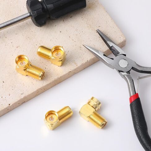 4Pcs 90 Degree Cable Coax Connector Right Angle Coax Adapter F Coaxial Connector 90 Angled Coax-Cable RG6 Coaxial Adapter Wall Plate Connectors, Gold in Kuwait