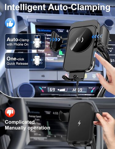 Cup Holder Phone Holder, 15W Wireless Car Charger Holder Fast Charging in Saudi Arabia