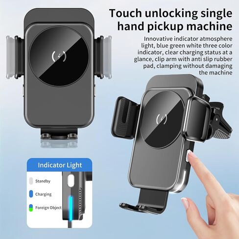 Cup Holder Phone Holder, 15W Wireless Car Charger Holder Fast Charging in Saudi Arabia