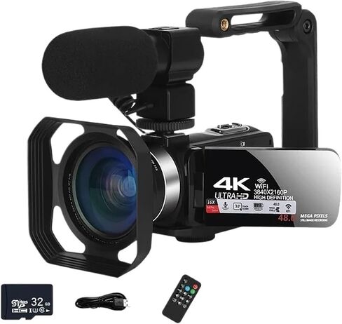 Digital Camera 4k Professional Camcorder for 48MP WiFi Video 18X Zoom Webcam(32G Hood) in Saudi Arabia