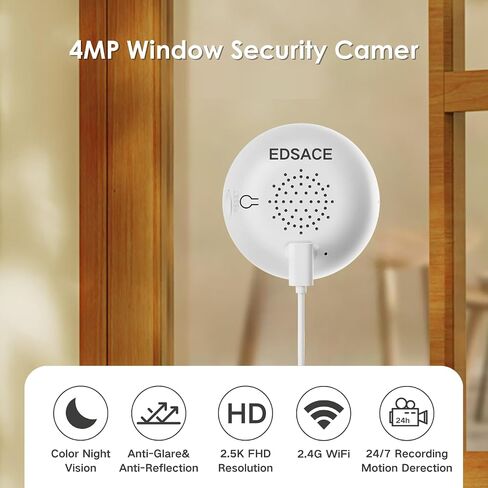 كاميرا أمان داخلية بدقة 4 ميجابكسل و2 كيه لنظام التشغيل Windows، كشف الحركة الذكي بالذكاء الاصطناعي، رؤية ليلية ملونة، تصميم مثبت على الزجاج، تركيب سلكي (1) in Kuwait